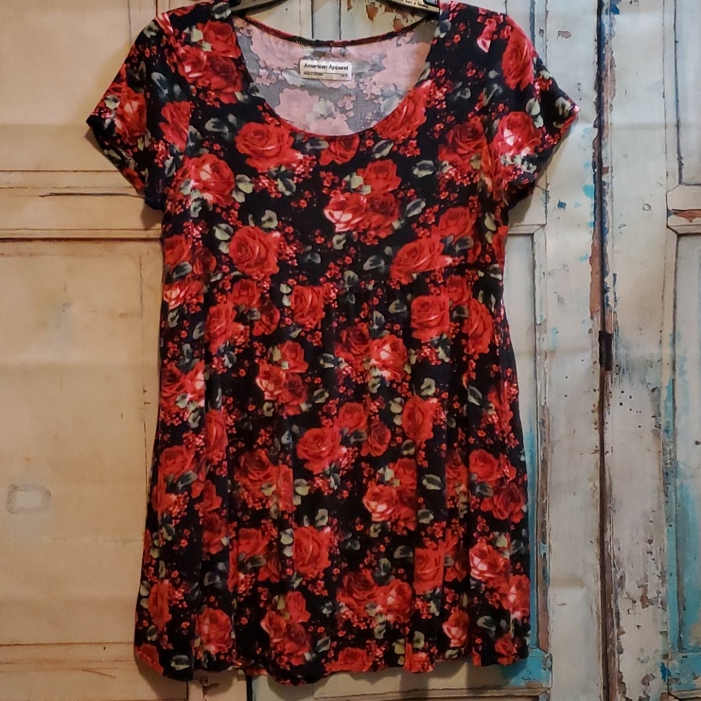 American Apparel Rose Print Top